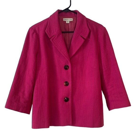Coldwater Creek Hot Pink Linen textured blazer size 14 - Picture 1 of 11